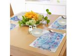 Tovagliette Abakuhaus, Acchiappasogni Astratto Con Sfondo Acquerellato E Pennellate Artistiche, Tiscjdeco In Tessuto Resistente Al Lavaggio Per Sala Da Pranzo E Cucina, Azzurro Bianco Lilla