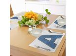 Abakuhaus Tovagliette, A Maiuscola Blu Con Motivo Tessile In Denim E Stampa Con Immagini Cucite, Decorazioni Da Tavola In Tessuto Resistente Al Lavaggio Per La Sala Da Pranzo E La Cucina, Giallo Blu