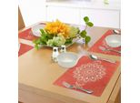 Tovagliette Abakuhaus All'henné, Antico Disegno Caleidoscopico Rotondo Mandala Arabo, Simbolo Cosmico Per Yoga E Meditazione, Decorazione Da Tavola In Tessuto Resistente Al Lavaggio Per Sala Da Pranzo E Cucina, Arancione Avorio