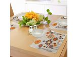 Tovagliette Abakuhaus Mandala, Composizione Floreale Orientale Con Grazioso Uccellino Sull'immagine Colorata In Alto, Decorazione Da Tavola In Tessuto Resistente Al Lavaggio Per La Sala Da Pranzo E La Cucina, Arancione Beige
