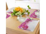 Tovagliette Abakuhaus Spa, Filiale Orchidee In Fiore Natura Esotica Con Elemento Feng Shui - Località Termale - Giardino Zen - Botanica, Sottobicchieri In Tessuto Lavabile Decorazione Da Tavola Con Stampa, Multicolore