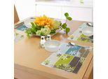 Tovagliette Abakuhaus, Primavera Astratta Con Graziosi Fiori E Rettangoli In Stile Retrò Geometrico, Tiscjdeco In Tessuto Resistente Al Lavaggio Per La Sala Da Pranzo E La Cucina, Multicolore