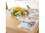 Tovagliette Abakuhaus Con Motivi Rock, Union Jack, Chitarra, Stelle, Union Jack, Strumenti Musicali, Tiscjdeco In Tessuto Resistente Al Lavaggio Per Sala Da Pranzo E Cucina, Blu Reale, Crema, Rosso