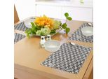 Abakuhaus Tovagliette Geometriche, Motivo Diamond Line Con Influenze Persiane Astratte Monocromatiche, Tiscjdeco In Tessuto Resistente Al Lavaggio Per La Sala Da Pranzo E La Cucina, Grigio Antracite Bianco