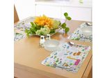 Tovagliette Per Asilo Abakuhaus, Sfondo Floreale Con Simpatici E Divertenti Animali: Giraffe, Leoni, Scimmie E Farfalle, Sottobicchieri In Tessuto Lavabile, Decorazioni Per La Tavola Con Stampa, Multicolore.