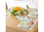 Tovagliette Per Asilo Abakuhaus, Animali Felici, Disegno Colorato Sole Nuvoloso Simpatici Elefanti, Uccellini E Gufi, Tiscjdeco In Tessuto Resistente Al Lavaggio Per La Sala Da Pranzo E La Cucina, Azzurro Camomilla Rosa
