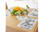 Abakuhaus Tovagliette Rock, Scarabocchi, Disegni, Schizzi, Batterista, Ispirazioni Musicali, Arrangiamento Monocromatico, Tiscjdeco In Tessuto Resistente Al Lavaggio Per Sala Da Pranzo E Cucina, Bianco E Nero