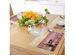 Tovagliette Abakuhaus, Bottiglia Di Vino Contro Un Paesaggio Fiorito Di Lavanda, Prato, Picnic, Tiscjdeco In Tessuto Resistente Al Lavaggio Per La Sala Da Pranzo E La Cucina, Giallo Verde Lavanda