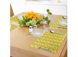 Abakuhaus Tovagliette Con Fiori Gialli, Narcisi Primaverili E Narcisi Jonquil Su Sfondo A Strisce, Tiscjdeco In Tessuto Resistente Al Lavaggio Per La Sala Da Pranzo E La Cucina, Verde Mela Giallo