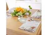 Abakuhaus Tovagliette Verdi E Marroni, Motivo A Cornice Floreale Con Elementi Naturali In Fiore Su Sfondo A Farfalle, Decorazioni Da Tavola In Tessuto Resistente Al Lavaggio Per La Sala Da Pranzo E La Cucina, Multicolore