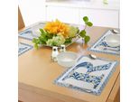 Abakuhaus Tovagliette Con La Lettera R, Fiori Ricci - Motivo Artistico - Lettera R - Grafica Tradizionale In Stile Vintage - Piastrelle - Sottobicchieri In Tessuto Lavabile - Decorazione Da Tavola Con Stampa, Arancione, Giallo, Blu