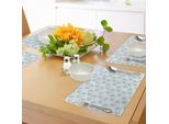Tovagliette Asiatiche Abakuhaus, Pesci Koi Di Ispirazione Giapponese Con Illustrazioni Floreali, Decorazioni Da Tavola In Tessuto Resistente Al Lavaggio Per La Sala Da Pranzo E La Cucina, Bianco E Blu
