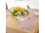 Tovagliette Abakuhaus Con Funghi, Stile Caricaturale, Simpatici Funghi Porcini Punteggiati, Piante Forestali, Estate, Natura, Design Per Bambini, Decorazione Da Tavola In Tessuto Resistente Al Lavaggio Per Sala Da Pranzo E Cucina, Color Crema E Rosso.