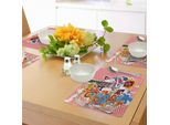 Tovagliette Abakuhaus Con Motivi Rock, Elementi Floreali Astratti Colorati Con Design Chitarra Ispirato Agli Anni Sessanta, Tiscjdeco In Tessuto Resistente Al Lavaggio Per La Sala Da Pranzo E La Cucina, Multicolore