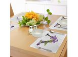 Abakuhaus Tovagliette Lettera V, Viola Sororia Fiori Selvatici Sulla V Composizione Floreale Naturale Iniziale, Tiscjdeco In Tessuto Resistente Al Lavaggio Per La Sala Da Pranzo E La Cucina, Viola Nero Verde