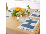 Abakuhaus Tovagliette Con Lettera H, Design Denim Lettera Maiuscola H Motivo Tessuto Jeans Texture Retrò Tipografia, Tiscjdeco In Tessuto Resistente Al Lavaggio Per Sala Da Pranzo E Cucina, Calendula Blu