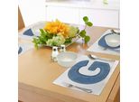Abakuhaus Tovagliette Con La Lettera G, Moderno Tessuto Denim Con Caratteri Tipografici Jeans Cuciti A Mano, Stampa In Maiuscolo, Tiscjdeco In Tessuto Resistente Al Lavaggio Per Sala Da Pranzo E Cucina, Giallo Blu