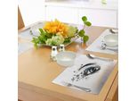 Tovagliette Abakuhaus, Illustrazione Artistica Di Moda Con Occhio Femminile Disegnato A Mano - Sguardo Fantasioso E Drammatico, Tiscjdeco In Tessuto Resistente Al Lavaggio Per La Sala Da Pranzo E La Cucina, Nero Marrone Verde