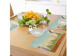 Tovagliette Abakuhaus Wald, Paesaggio Fantasy Cartoon Per Bambini E Neonati Alberi Colorati Panorama Country, Tiscjdeco In Tessuto Resistente Ai Colori Per La Sala Da Pranzo E La Cucina, Multicolore