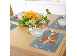 Abakuhaus Ciao Tovagliette, Benvenuta Stagione Estiva Disegno Di Una Volpe Con Fiori Che Sbocciano, Tiscjdeco In Tessuto Resistente Al Lavaggio Per La Sala Da Pranzo E La Cucina, Multicolore