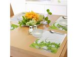 Abakuhaus Tovagliette Verdi, Fiori Sbocciati Tema Natural Fantasy Riepilogo Design Giardino Botanico, Tiscjdeco In Tessuto Resistente Al Lavaggio Per Sala Da Pranzo E Cucina, Verde Mela Bianco