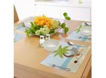 Tovagliette Da Spiaggia Abakuhaus, Disegno Caricaturale Con Palma, Noce Di Cocco E Lettino Sulla Sabbia, Motivo Estivo, Tiscjdeco In Tessuto Resistente Al Lavaggio Per Sala Da Pranzo E Cucina, Multicolore