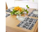 Abakuhaus Tovagliette Motivazionali, Citazioni Positive Sulla Vendemmia Con Elementi Di Design Classici Vittoriani, Tiscjdeco In Tessuto Resistente Al Lavaggio Per La Sala Da Pranzo E La Cucina, Bianco E Nero