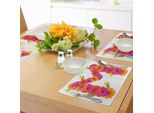 Abakuhaus Tovagliette Con La Lettera M, Gerbere Rosa E Arancioni E Tulipani In Piena Fioritura Primaverile, Decorazioni Da Tavola In Tessuto Resistente Ai Colori Per La Sala Da Pranzo E La Cucina, Rosa Arancione Verde