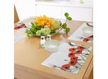 Abakuhaus Tovagliette Con Motivi Di Papaveri, Prato Fiorito Nei Boschi Bouquet Di Boccioli Dai Colori Vivaci, Decorazioni Da Tavola In Tessuto Resistente Al Lavaggio Per La Sala Da Pranzo E La Cucina, Verde Oliva, Rosso Cinabro, Nero