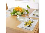 Abakuhaus Tovagliette Motivazionali, Istruttive, Con Motivo A Stelle Gialle Su Sfondo Marrone, Lettere Stilizzate, Sporco, Decorazioni Da Tavolo In Tessuto Resistente Al Lavaggio Per La Sala Da Pranzo E La Cucina, Giallo E Nero.