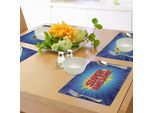 Abakuhaus Tovagliette Motivazionali, Design Fumetto Con Sfondo A Mezzitoni E Linee, Citazione Super Fantastica, Tiscjdeco In Tessuto Resistente Al Lavaggio Per Sala Da Pranzo E Cucina, Giallo Blu Rosso