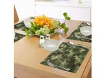 Tovagliette Abakuhaus Salvia, Motivo Mimetico Astratto Con Triangoli Geometrici Frattali Che Formano Un Disegno A Mosaico, Tovaglietta Decorativa In Tessuto Resistente Al Lavaggio Per La Sala Da Pranzo E La Cucina, Verde