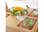 Tovagliette Abakuhaus, Ispirate Alla Cultura Latinoamericana Sombrero Etnici E Cactus, Tiscjdeco In Tessuto Resistente Ai Colori Per La Sala Da Pranzo E La Cucina, Giallo Verde Arancione Seafoam