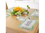 Abakuhaus Tovagliette "Ciao Estate"", Frase Scritta A Mano Stampata In Una Cornice Con Un Ananas Intero Giallo Brillante, Decorazione Da Tavola In Tessuto Resistente Al Lavaggio Per La Sala Da Pranzo E La Cucina, Multicolore"