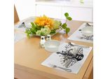Tovagliette Abakuhaus Con Motivi Geometrici: Strisce, Pois, Linee E Note Musicali Rock And Roll, Tiscjdeco In Tessuto Resistente Ai Colori Per La Sala Da Pranzo E La Cucina, Bianco, Nero, Marrone Chiaro.
