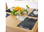 Abakuhaus Tovagliette Grigio Scuro, Decorazioni Ispirate Al Damasco Vintage, Volute Vittoriane Artistiche, Tiscjdeco In Tessuto Resistente Al Lavaggio Per La Sala Da Pranzo E La Cucina, Nero Marrone