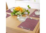 Tovagliette Abakuhaus, Motivo A Quadri, Motivo Tartan Vintage, Stile Tradizionale, Tiscjdeco In Tessuto Resistente Al Lavaggio Per Sala Da Pranzo E Cucina, Rosso Cinabro, Blu Scuro, Bianco