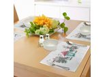 Abakuhaus Casa Dolce Casa, Felicità Assoluta Tovagliette, Casa Stilizzata Con Cuore E Giardino Fiorito Con Farfalle, Sottobicchieri In Tessuto Lavabile Decorazioni Per La Tavola Con Stampa, Multicolore