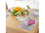 Abakuhaus Tovagliette Grigie, Bouquet Da Sposa Romantico Primaverile Con Peonie In Fiore Astratte, Corsetto Femminile, Decorazioni Da Tavola In Tessuto Resistente Al Lavaggio Per La Sala Da Pranzo E La Cucina, Magenta Bianco Grigio