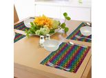 Abakuhaus Tovagliette Geometriche, Puzzle Digitale Trippy Con Motivo Futuristico A Forma Curva, Tiscjdeco In Tessuto Resistente Ai Colori Per La Sala Da Pranzo E La Cucina, Multicolore