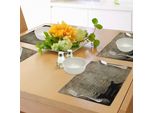 Tovagliette Abakuhaus Con Motivo Chitarra, Motivo Strumento Sbiadito Con Sfondo Vintage Decorato Con Disegno Macchiato, Tiscjdeco In Tessuto Resistente Al Lavaggio Per Sala Da Pranzo E Cucina, Marrone Chiaro Nero