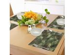 Abakuhaus Tovagliette In Salvia, Forme Frattali Geometriche, Triangoli Mimetici, Forma Stimolata Con Effetto Poliedrico, Tiscjdeco In Tessuto Resistente Al Lavaggio Per La Sala Da Pranzo E La Cucina, Marrone E Verde