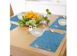 Tovagliette Abakuhaus Blu, Motivo Onde Marine, Forme Ricciolute Astratte, Spirali Ispirate Al Mare, Design Artistico Acquatico, Tiscjdeco In Tessuto Resistente Al Lavaggio Per Sala Da Pranzo E Cucina, Azzurro Blu