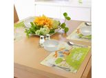 Abakuhaus Casa Dolce Casa, Felicità Assoluta Tovagliette, Caricatura Di Una Casetta Su Una Cima Verde Con Giardino Fiorito Al Mattino, Tessuto Lavabile E Resistente Al Lavaggio Per Sala Da Pranzo E Cucina, Multicolore