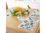 Abakuhaus Tovagliette Con Fiori Verdi, Motivi Floreali Grunge, Cerchi E Linee, Disegno Geometrico, Foglie Retrò, Tiscjdeco In Tessuto Resistente Al Lavaggio Per Sala Da Pranzo E Cucina, Multicolore