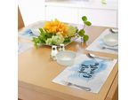 Abakuhaus Tovagliette Atme Einfach, Frase In Stile Calligrafico Su Sfondo Grungy Brushstrokes Azzurro, Tiscjdeco In Tessuto Resistente Al Lavaggio Per La Sala Da Pranzo E La Cucina, Azzurro Bianco Nero