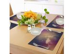 Abakuhaus Tovagliette Himmel, Notte Con Nuvole E Stelle, Costellazioni Spaziali, Profondità Dell'universo, Tiscjdeco In Tessuto Resistente Al Lavaggio Per Sala Da Pranzo E Cucina, Giallo Chiaro, Lilla, Indaco