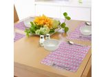 Tovagliette Abakuhaus Elefante, Motivo Design Bambinaia Con Allegri Animaletti Che Giocano Felici, Tiscjdeco In Tessuto Resistente Al Lavaggio Per La Sala Da Pranzo E La Cucina, Azzurro Rosa