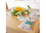 Abakuhaus Casa Dolce Casa, Felicità Assoluta Tovagliette, Appartamento Moderno Con Fiori Colorati, Uccelli In Volo E Nuvole, Decorazioni Da Tavola In Tessuto Resistente Ai Colori Per La Sala Da Pranzo E La Cucina, Multicolore