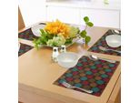 Tovagliette Abakuhaus In Colori Terra, Arte Orientale Autoctona Con Dettagli Etnici Astratti, Motivi Antichi Della Cultura Antica, Tiscjdeco In Tessuto Resistente Al Lavaggio Per La Sala Da Pranzo E La Cucina, Multicolore